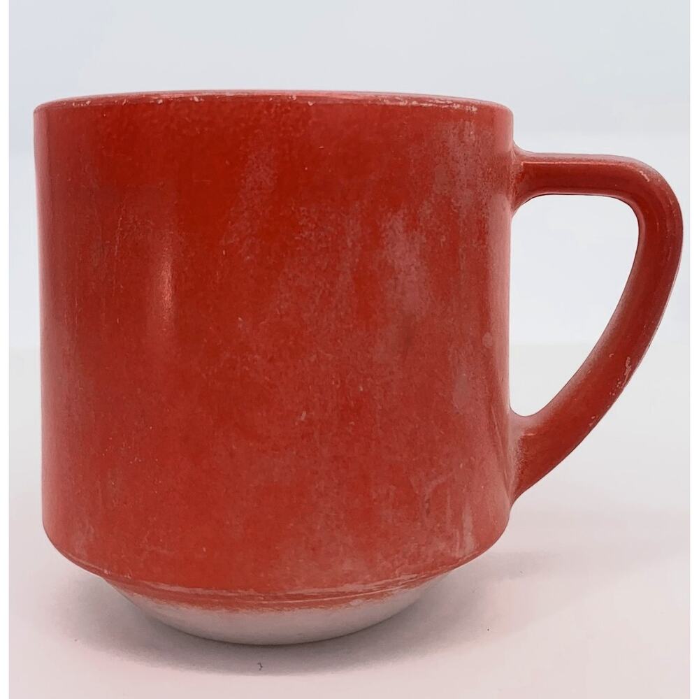 Vintage Federal Glass Red Coffee Mug D-Handle Heat Proof Unmarked AS IS Craft